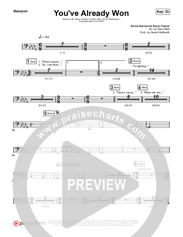 You've Already Won (YouTube) Bassoon (Shane & Shane)