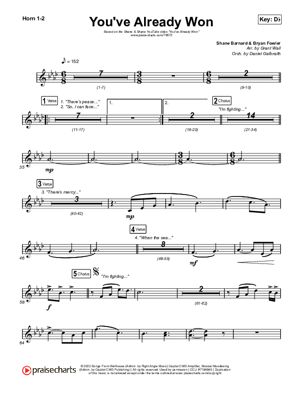 You've Already Won (YouTube) French Horn 1/2 (Shane & Shane)