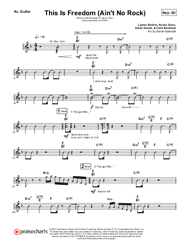 This Is Freedom (Ain't No Rock) (Live) Acoustic Guitar (The Belonging Co / Natalie Grant)