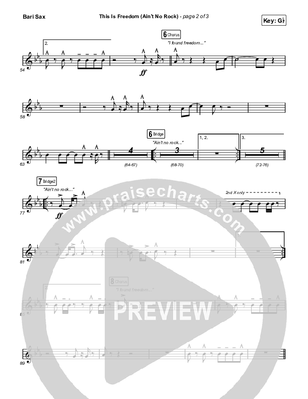 This Is Freedom (Ain't No Rock) (Live) Bari Sax (The Belonging Co / Natalie Grant)