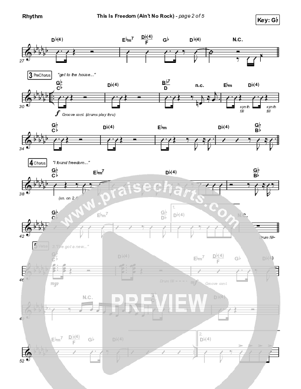 This Is Freedom (Ain't No Rock) (Live) Rhythm Chart (The Belonging Co / Natalie Grant)