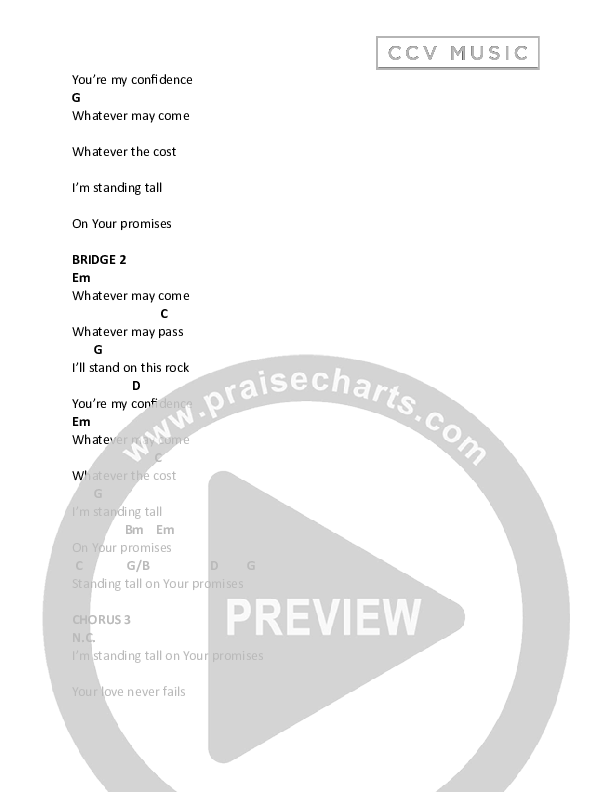 Standing Tall (Live) Chord Chart (CCV Music)