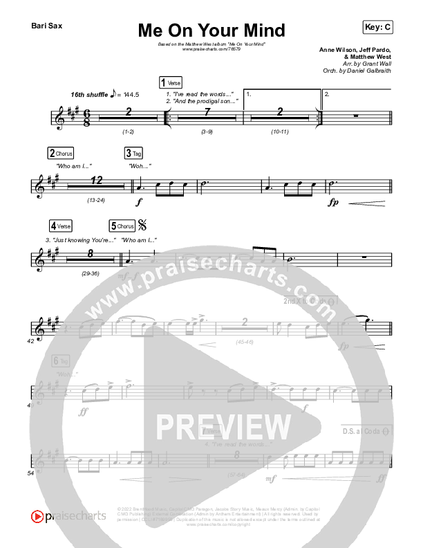 Me On Your Mind Bari Sax (Matthew West)