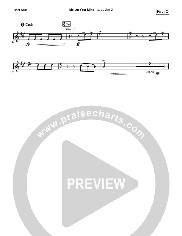 Me On Your Mind Bari Sax (Matthew West)