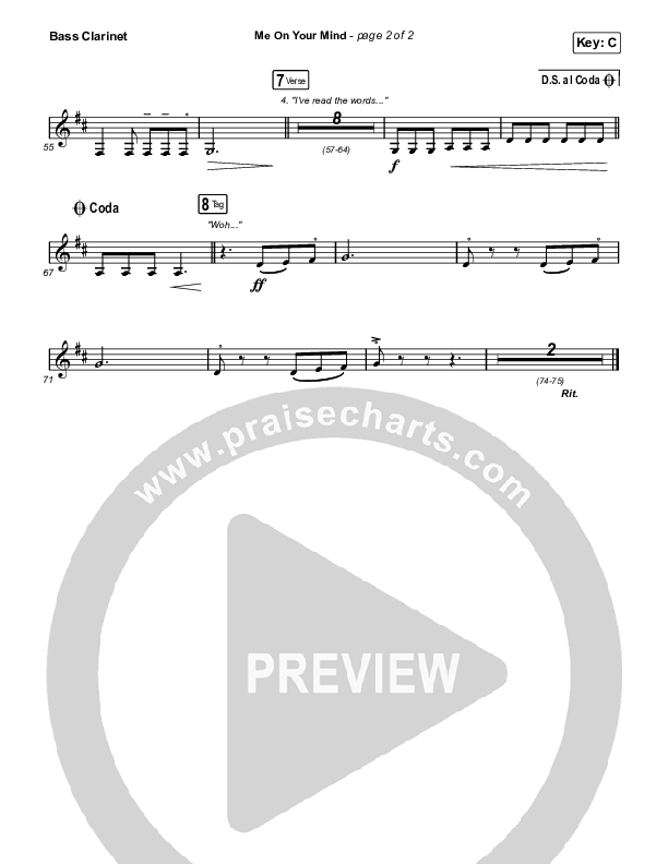 Me On Your Mind Bass Clarinet (Matthew West)