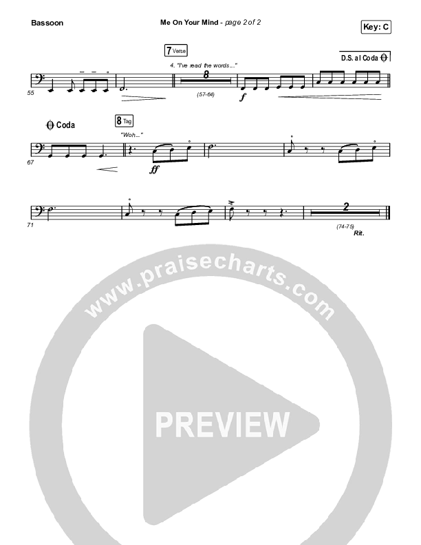 Me On Your Mind Bassoon (Matthew West)