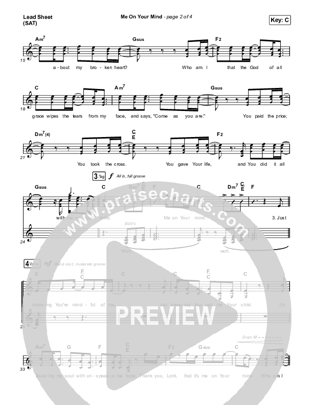 Me On Your Mind Lead Sheet (SAT) (Matthew West)