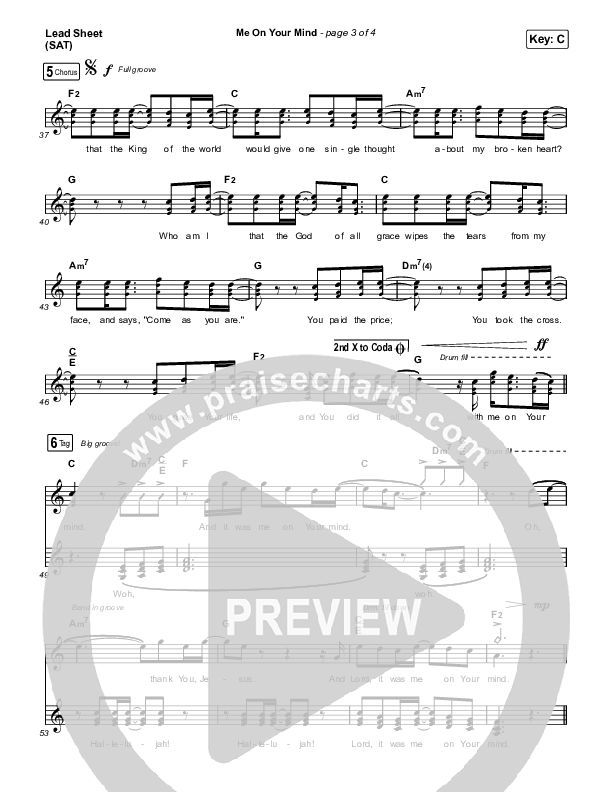 Me On Your Mind Lead Sheet (SAT) (Matthew West)