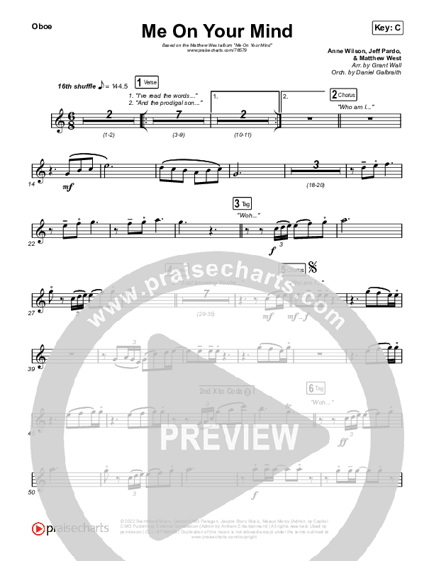 Me On Your Mind Oboe (Matthew West)