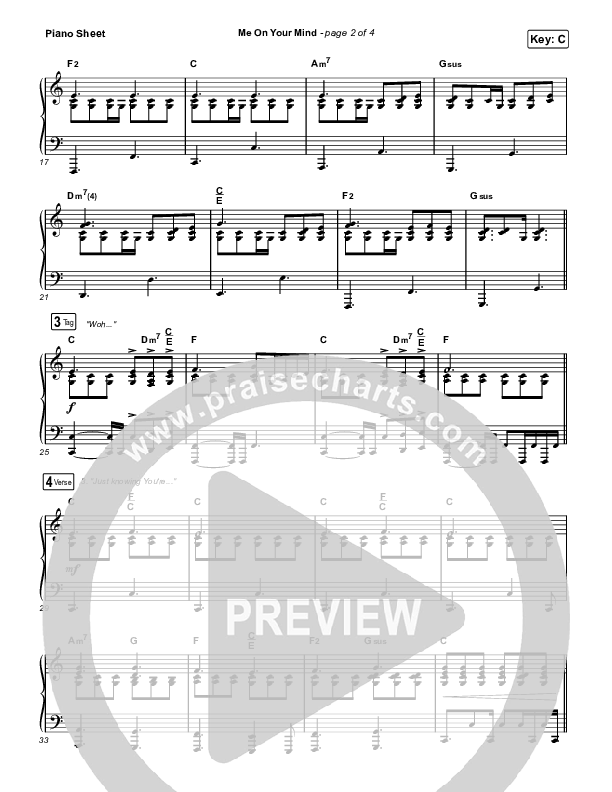 Me On Your Mind Piano Sheet (Matthew West)