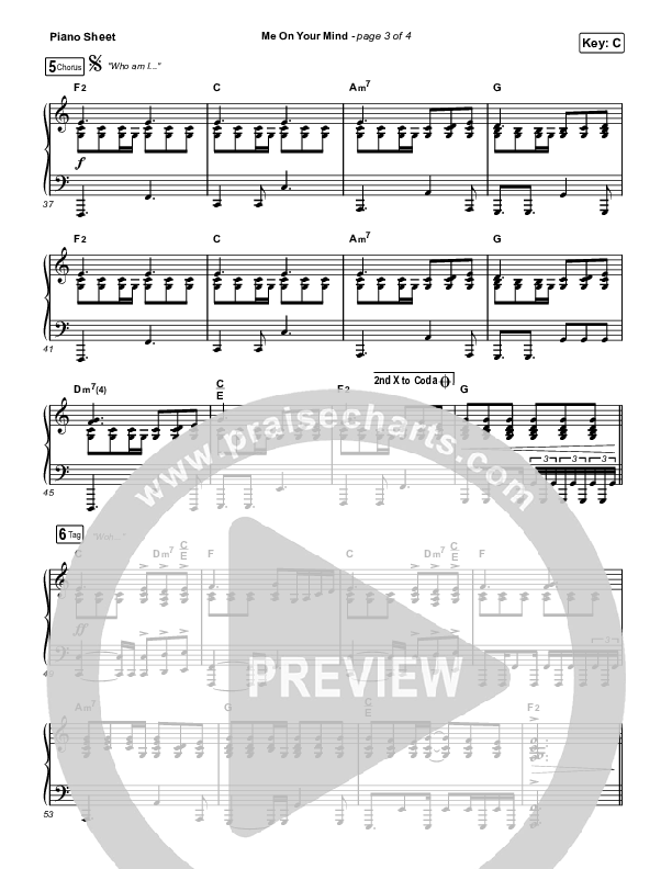 Me On Your Mind Piano Sheet (Matthew West)