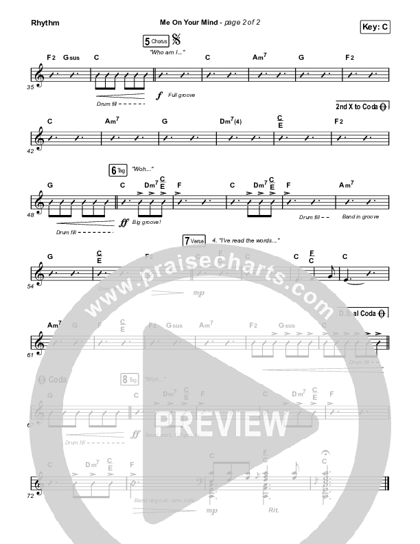 Me On Your Mind Rhythm Chart (Matthew West)