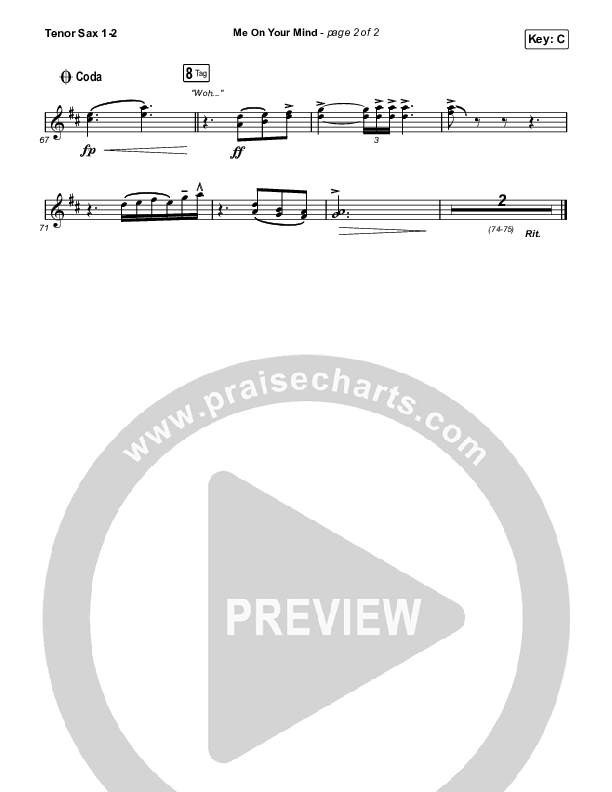 Me On Your Mind Tenor Sax 1,2 (Matthew West)