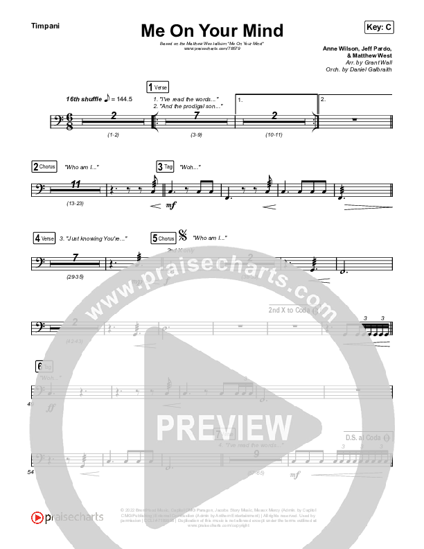 Me On Your Mind Timpani (Matthew West)