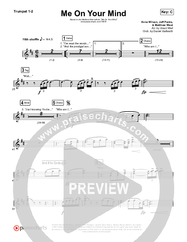 Me On Your Mind Trumpet 1,2 (Matthew West)