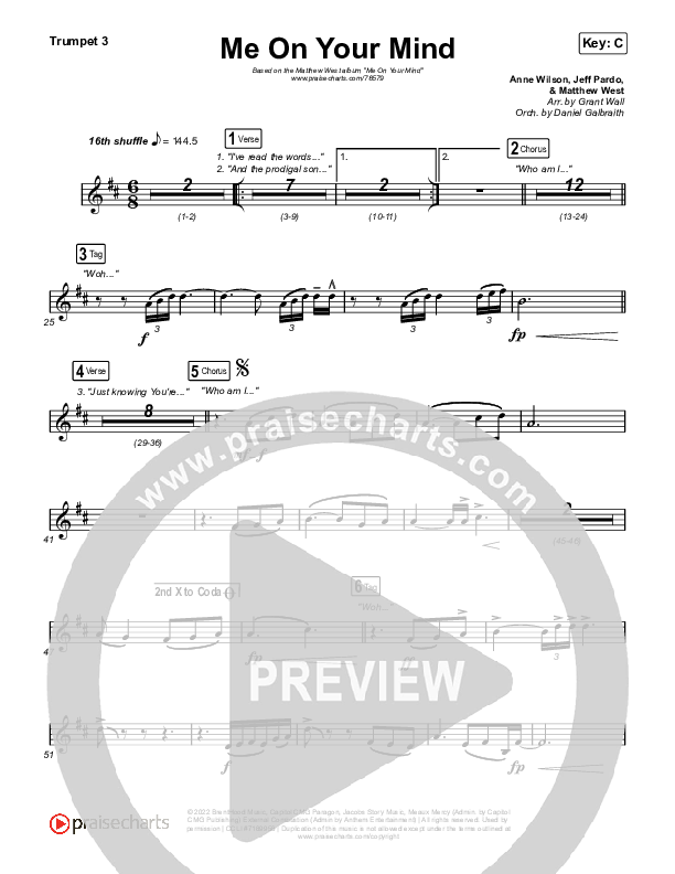 Me On Your Mind Trumpet 1,2 (Matthew West)