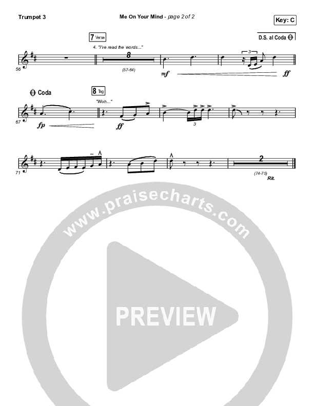 Me On Your Mind Trumpet 3 (Matthew West)