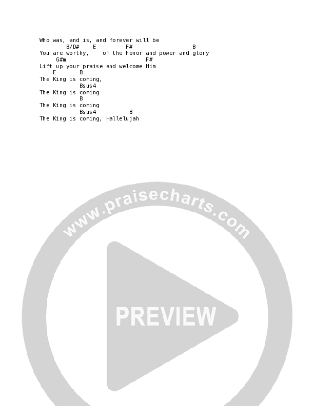 The King Is Coming (Live) Chord Chart (Thrive Worship)