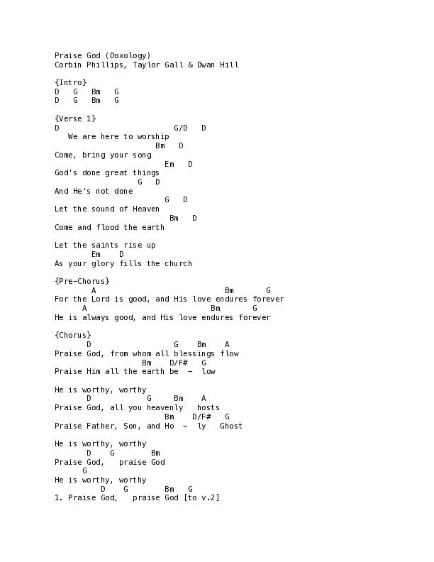 Praise God (Doxology) (Live) Chord Chart (Thrive Worship)