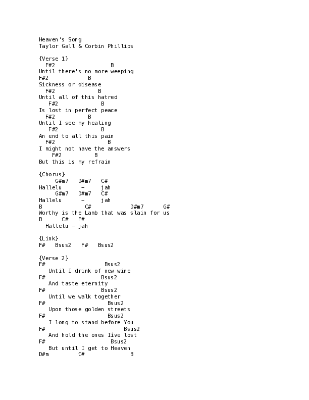 Heaven's Song (Live) Chord Chart (Thrive Worship)