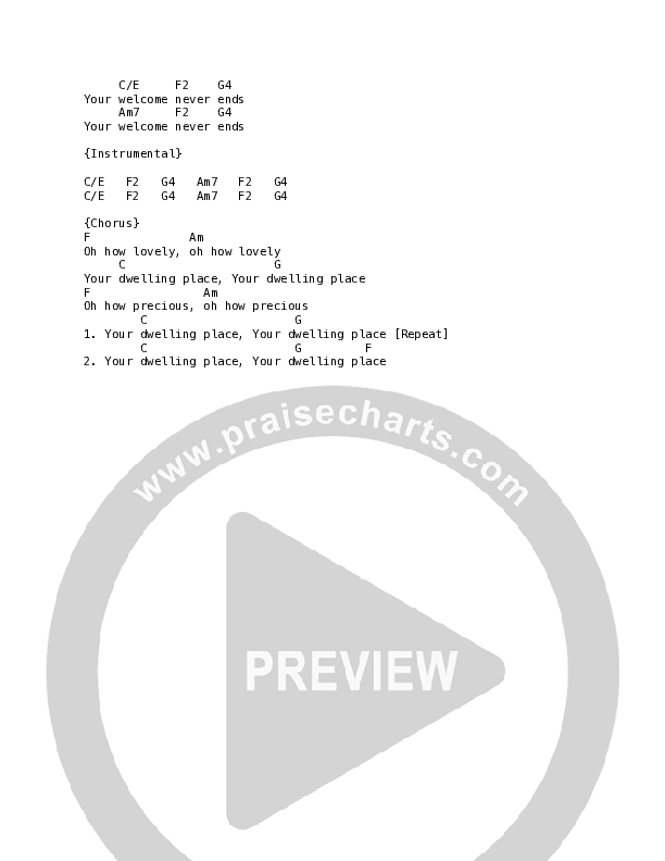 Your Dwelling Place Chord Chart (Vineyard Worship / Annabeth Morgan)