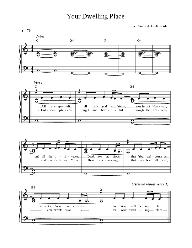 Your Dwelling Place Lead Sheet (SAT) (Vineyard Worship / Annabeth Morgan)