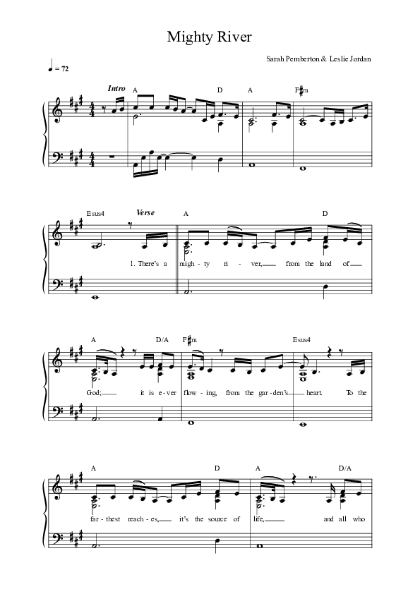 Mighty River Lead Sheet (SAT) (Vineyard Worship / Sarah Pemberton)