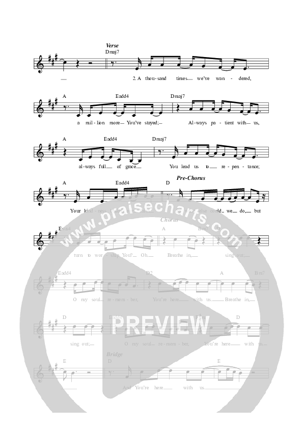 Breathe In Sing Out Lead Sheet Melody (Vineyard Worship / Kyle Howard)