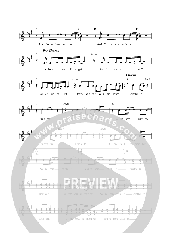 Breathe In Sing Out Lead Sheet Melody (Vineyard Worship / Kyle Howard)