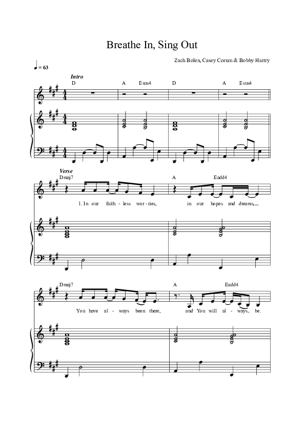 Breathe In Sing Out Piano/Vocal (Melody) (Vineyard Worship / Kyle Howard)