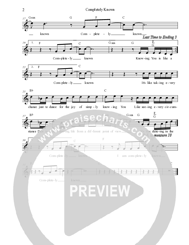 Completely Known Lead Sheet (Melody) (Dennis Jernigan)