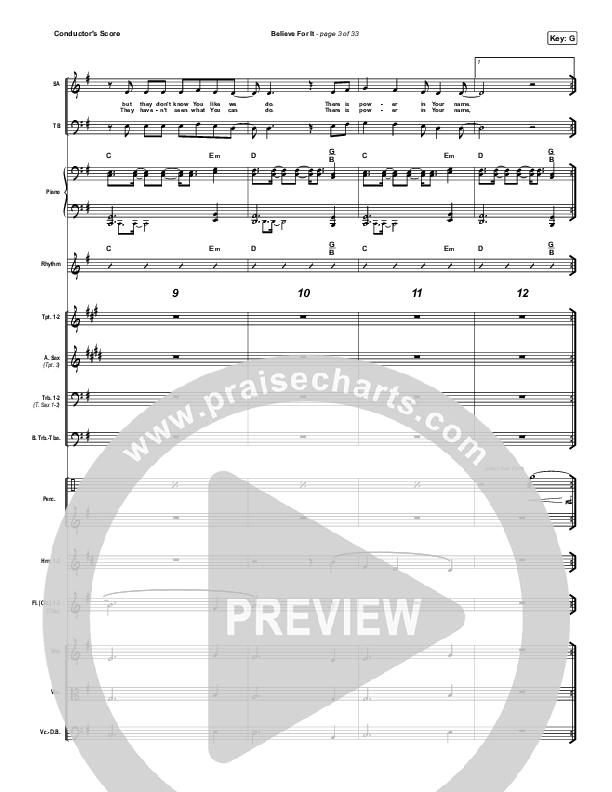 Believe For It (Sing It Now SATB) Conductor's Score (CeCe Winans / Arr. Erik Foster)