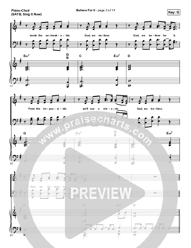 Believe For It (Sing It Now SATB) Piano/Choir (SATB) (CeCe Winans / Arr. Erik Foster)