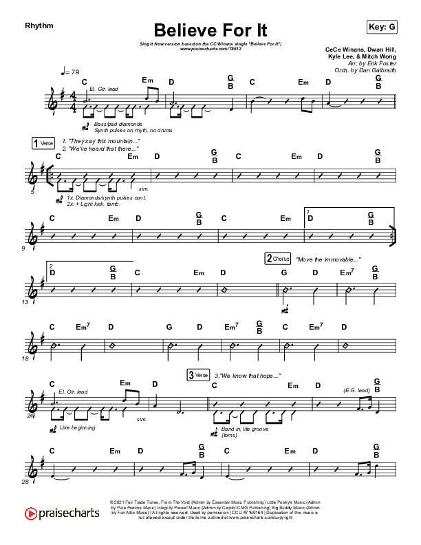 Believe For It (Sing It Now SATB) Rhythm Pack (CeCe Winans / Arr. Erik Foster)