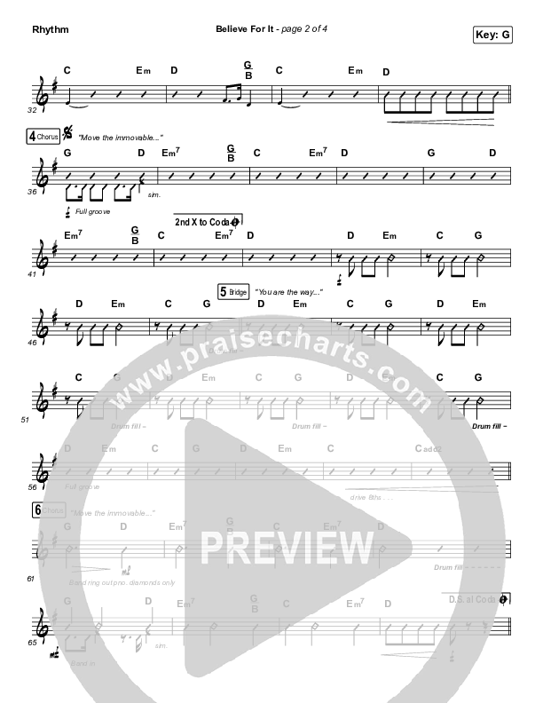Believe For It (Sing It Now SATB) Rhythm Chart (CeCe Winans / Arr. Erik Foster)
