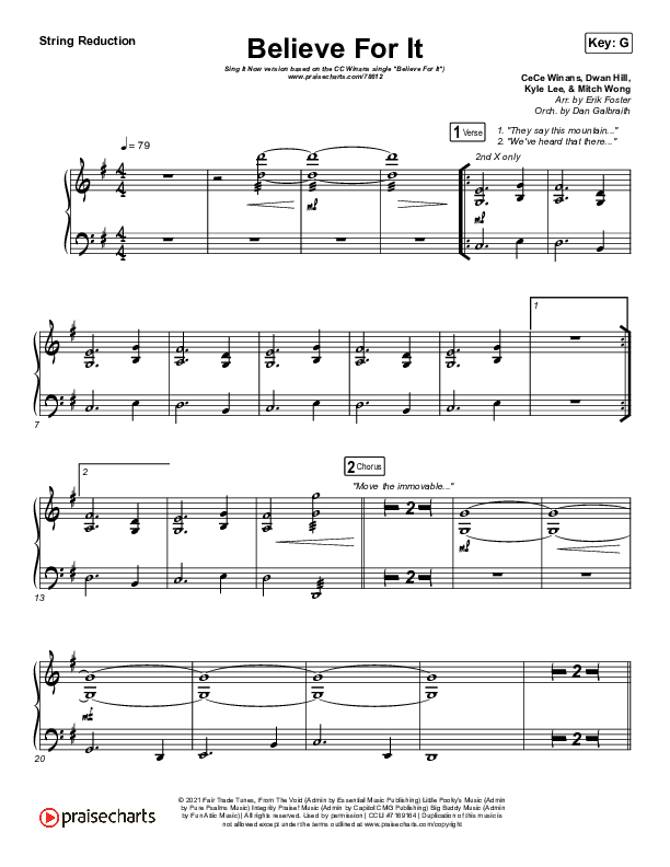 Believe For It (Sing It Now SATB) String Reduction (CeCe Winans / Arr. Erik Foster)