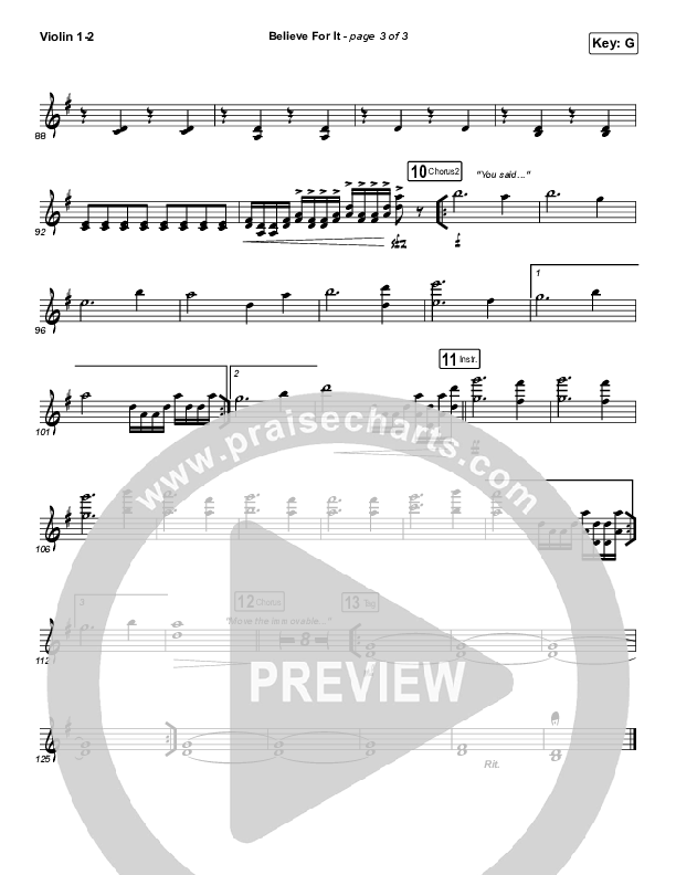 Believe For It (Sing It Now SATB) Violin 1/2 (CeCe Winans / Arr. Erik Foster)