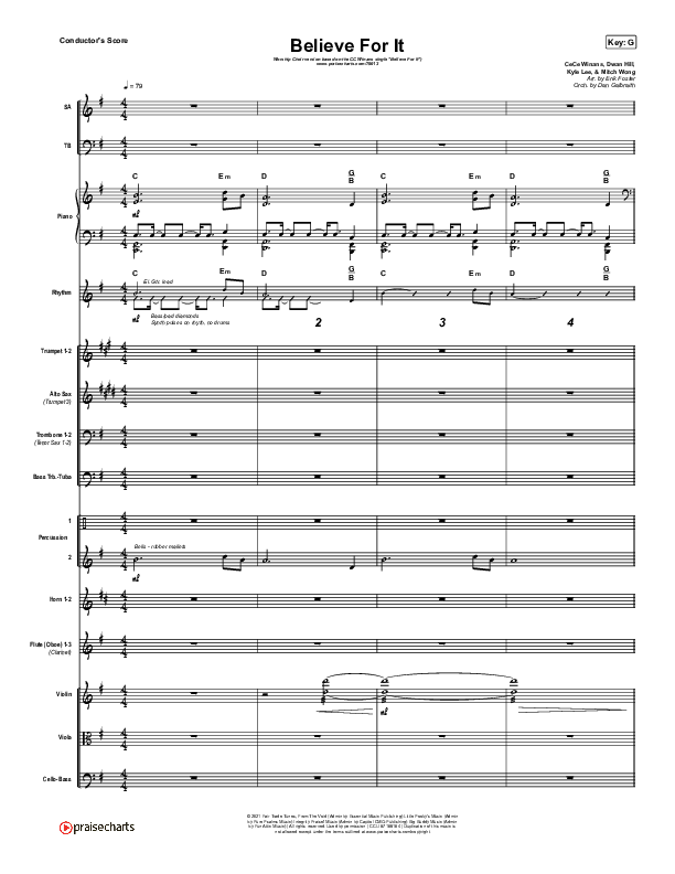Believe For It (Worship Choir SAB) Orchestration (No Vocals) (CeCe Winans / Arr. Erik Foster)