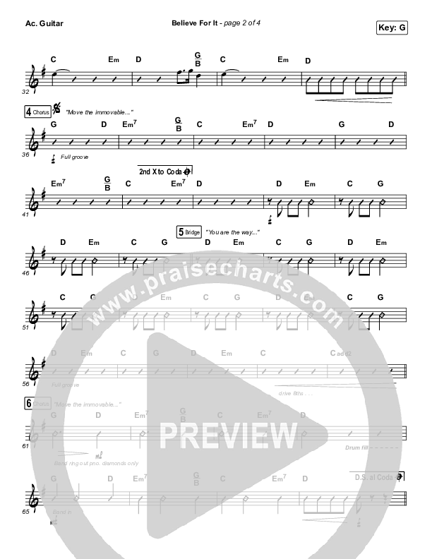 Believe For It (Unison/2-Part Choir) Acoustic Guitar (CeCe Winans / Arr. Erik Foster)