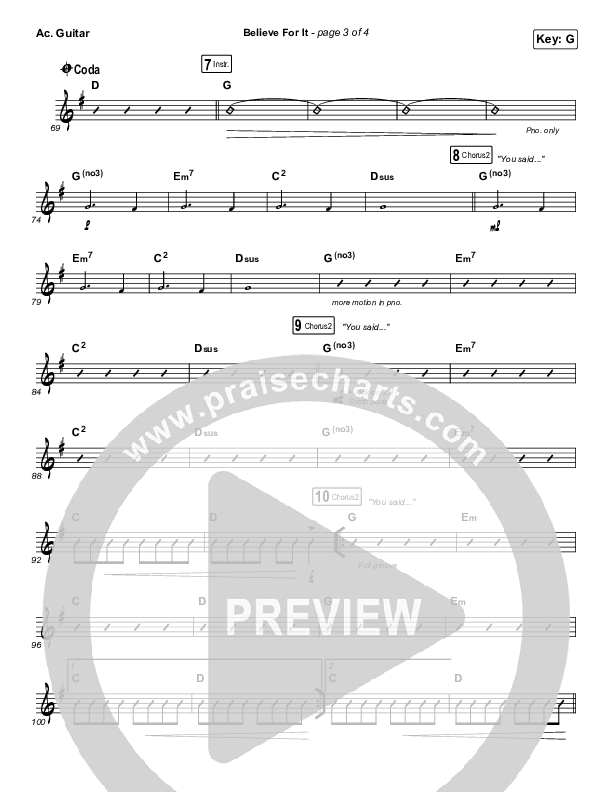 Believe For It (Unison/2-Part Choir) Acoustic Guitar (CeCe Winans / Arr. Erik Foster)