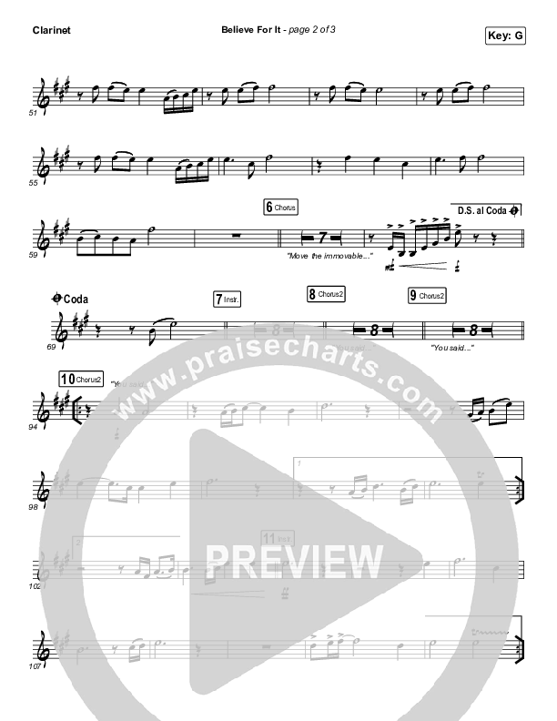 Believe For It (Unison/2-Part Choir) Clarinet (CeCe Winans / Arr. Erik Foster)
