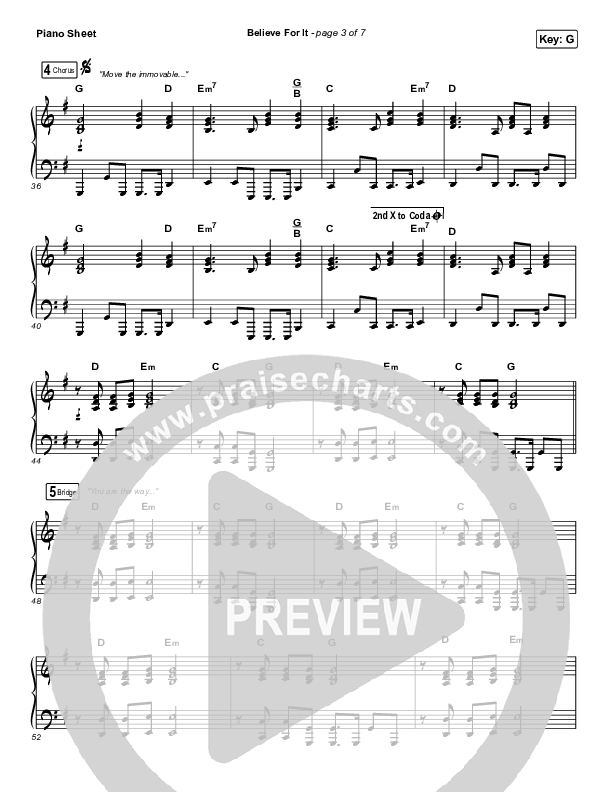 Believe For It (Unison/2-Part Choir) Piano Sheet (CeCe Winans / Arr. Erik Foster)