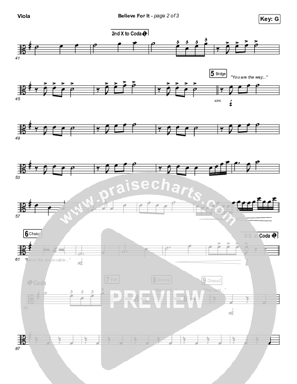 Believe For It (Unison/2-Part Choir) Viola (CeCe Winans / Arr. Erik Foster)
