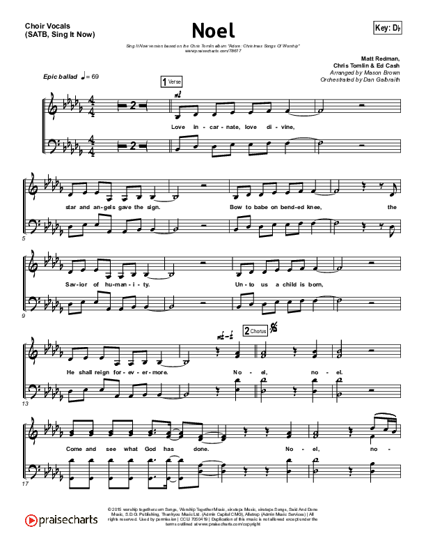 Noel (Sing It Now SATB) Choir Sheet (SATB) (Lauren Daigle / Arr. Mason Brown)