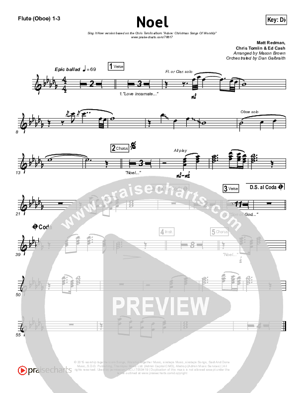 Noel (Sing It Now SATB) Flute/Oboe 1/2/3 (Lauren Daigle / Arr. Mason Brown)
