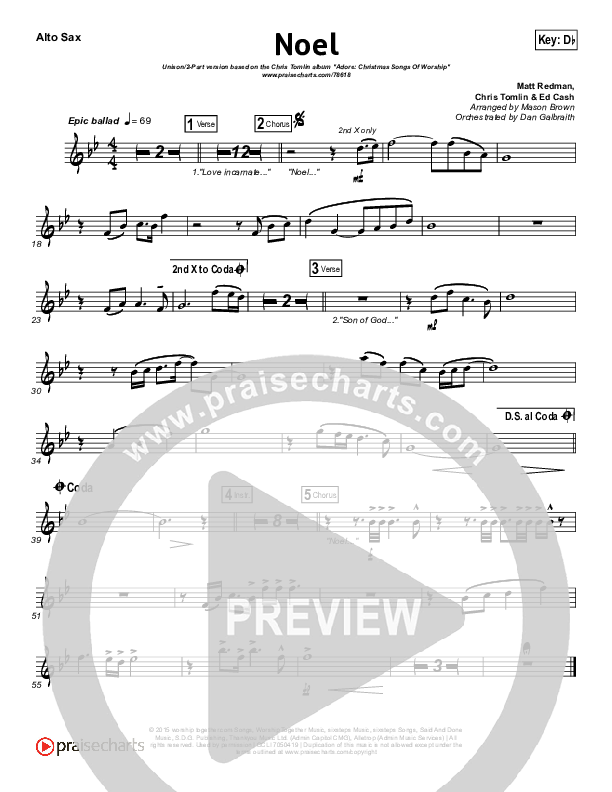 Noel (Unison/2-Part Choir) Alto Sax (Lauren Daigle / Arr. Mason Brown)