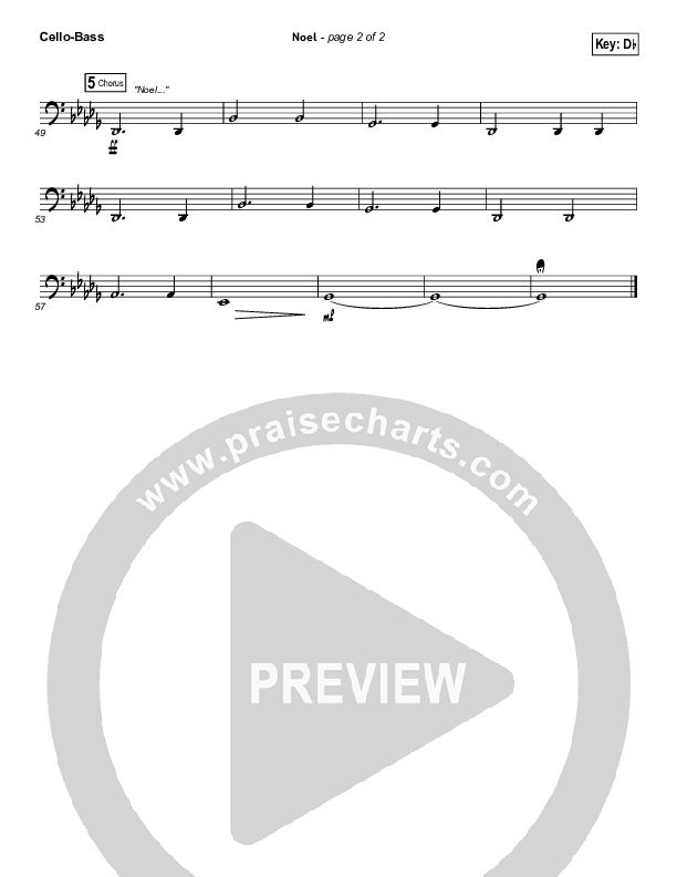 Noel (Unison/2-Part Choir) Cello/Bass (Lauren Daigle / Arr. Mason Brown)