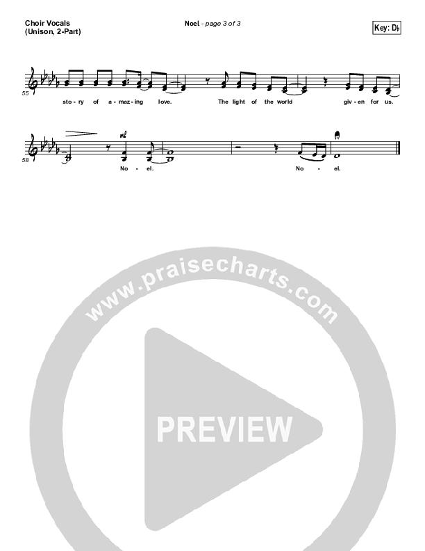 Noel (Unison/2-Part Choir) Choir Vocals (Uni/2-Part) (Lauren Daigle / Arr. Mason Brown)