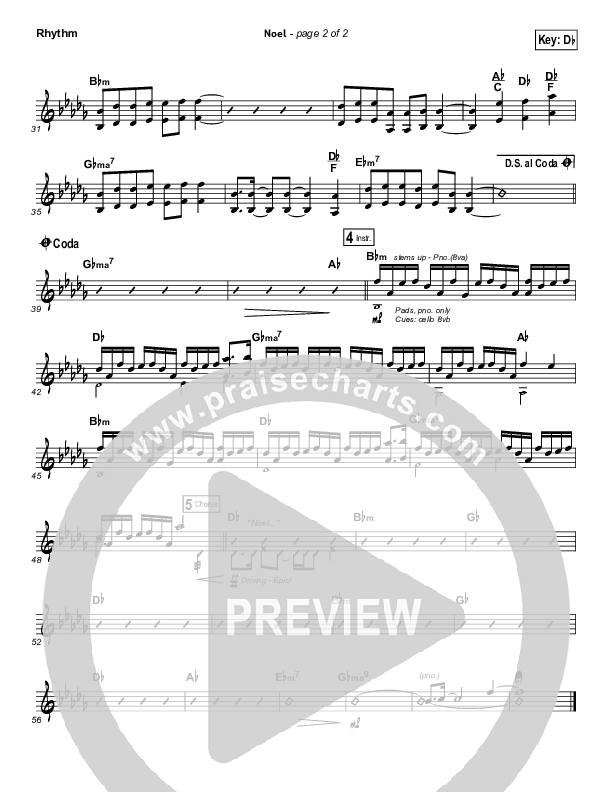 Noel (Unison/2-Part Choir) Rhythm Chart (Lauren Daigle / Arr. Mason Brown)