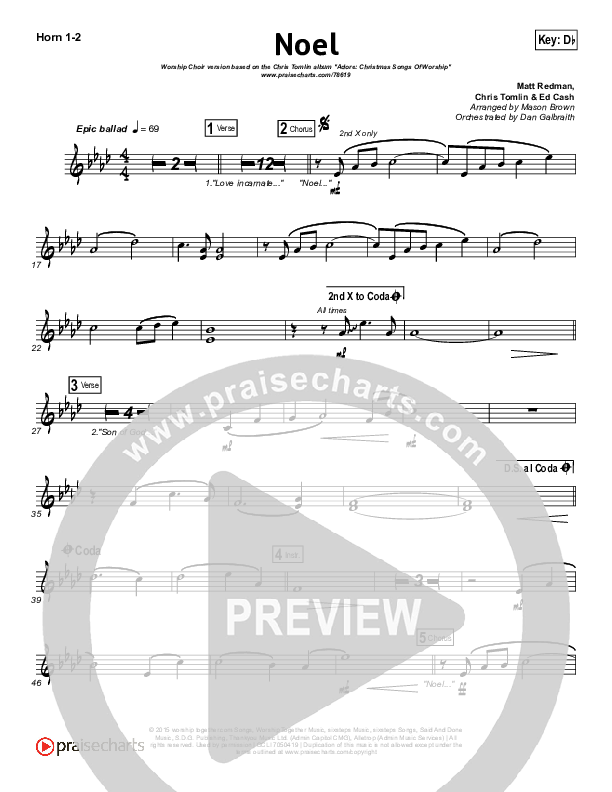 Noel (Worship Choir SAB) French Horn 1/2 (Lauren Daigle / Arr. Mason Brown)